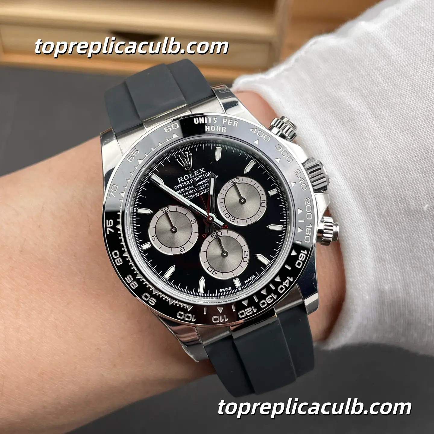 VS Factory Rolex Cosmograph Daytona “Ghost” 126519LN-0002 40MM Black Dial Steel Subdials Black Ceramic Bezel Oysterflex Bracelet Super Clone Watch with 4130 Movement - Image 2
