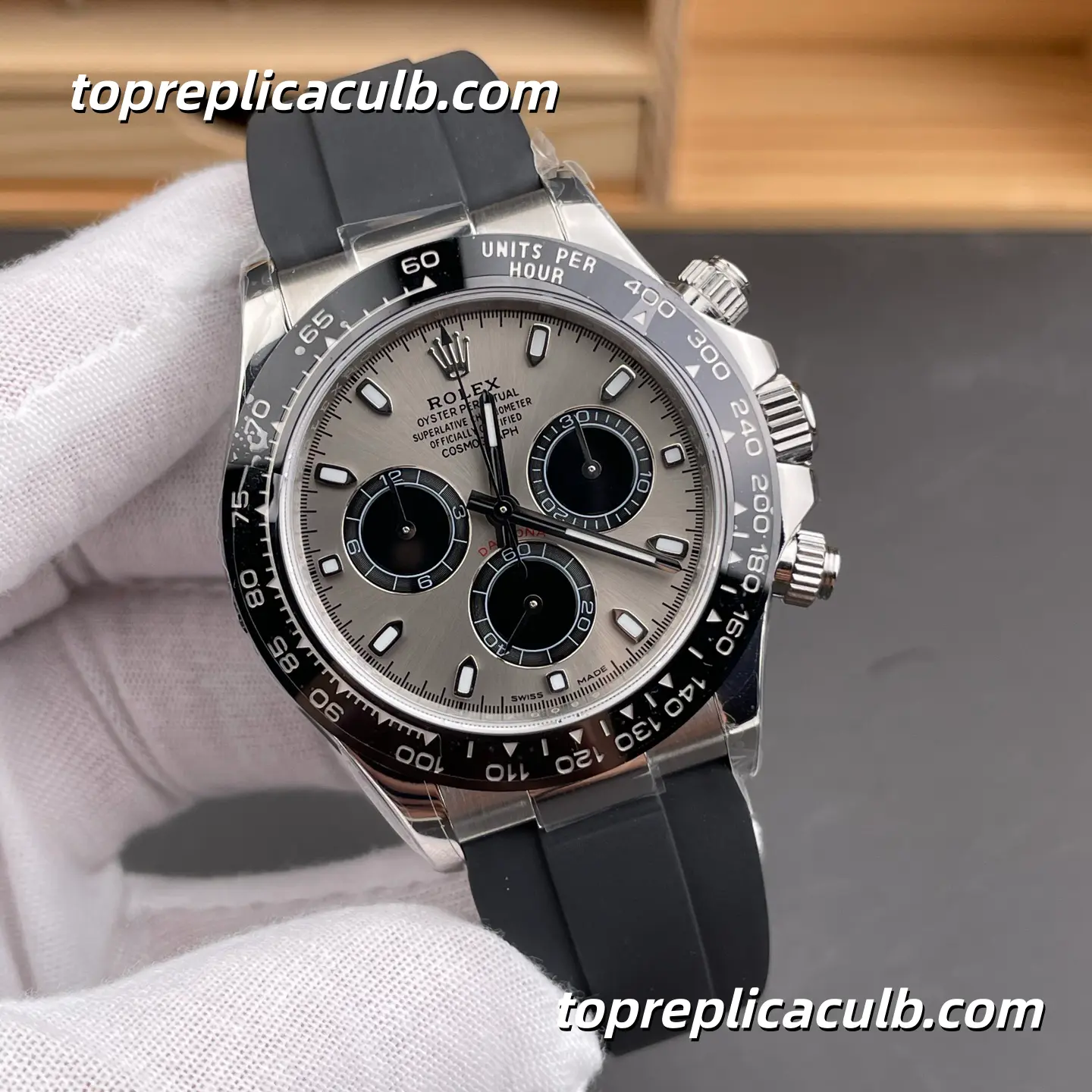 Rolex Cosmograph Daytona “Panda” 126519LN-0006 40MM White Dial Black Subdials Black Ceramic Bezel Oysterflex Bracelet Super Clone Watch with 4130 Movement - Image 4