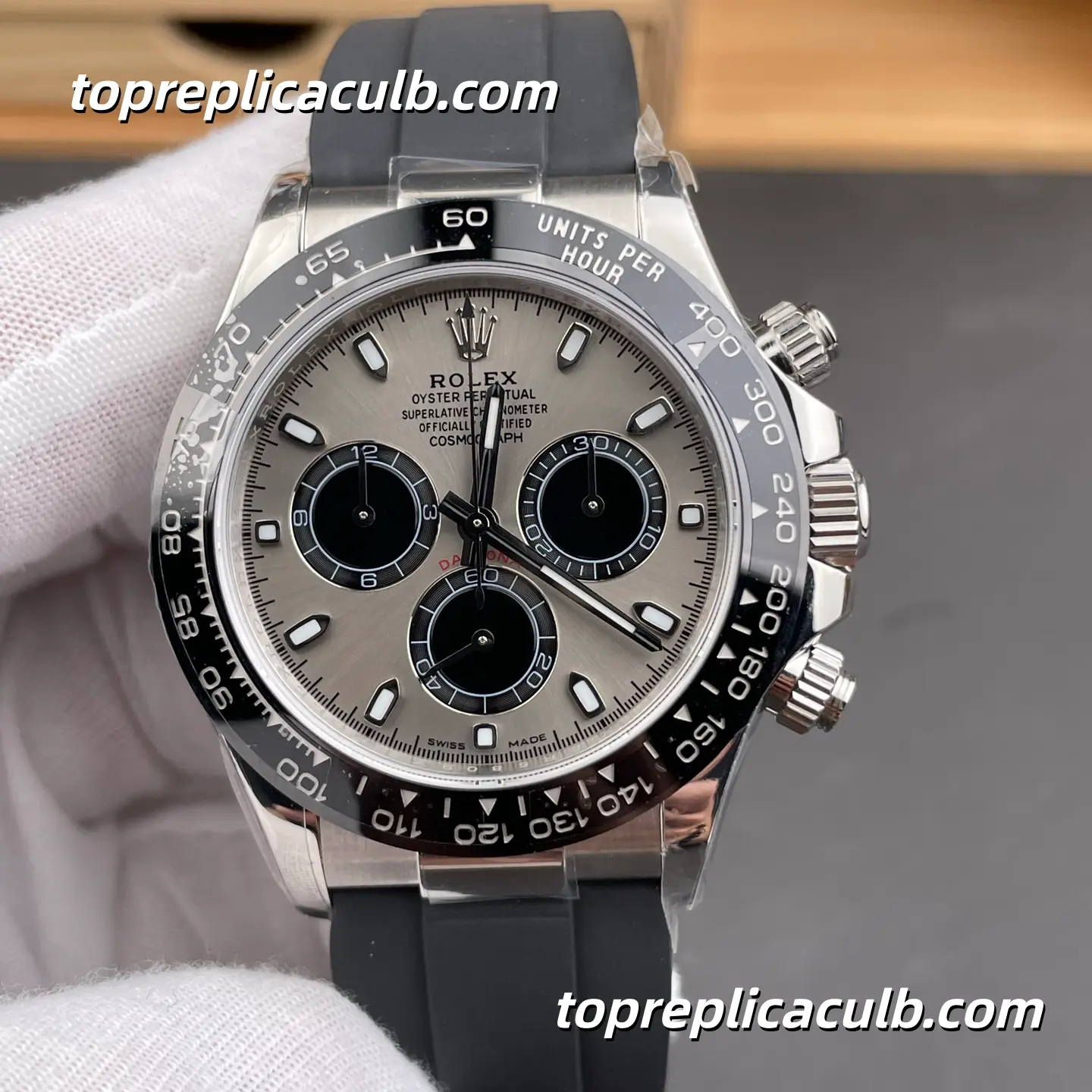 Rolex Cosmograph Daytona “Panda” 126519LN-0006 40MM White Dial Black Subdials Black Ceramic Bezel Oysterflex Bracelet Super Clone Watch with 4130 Movement - Image 3