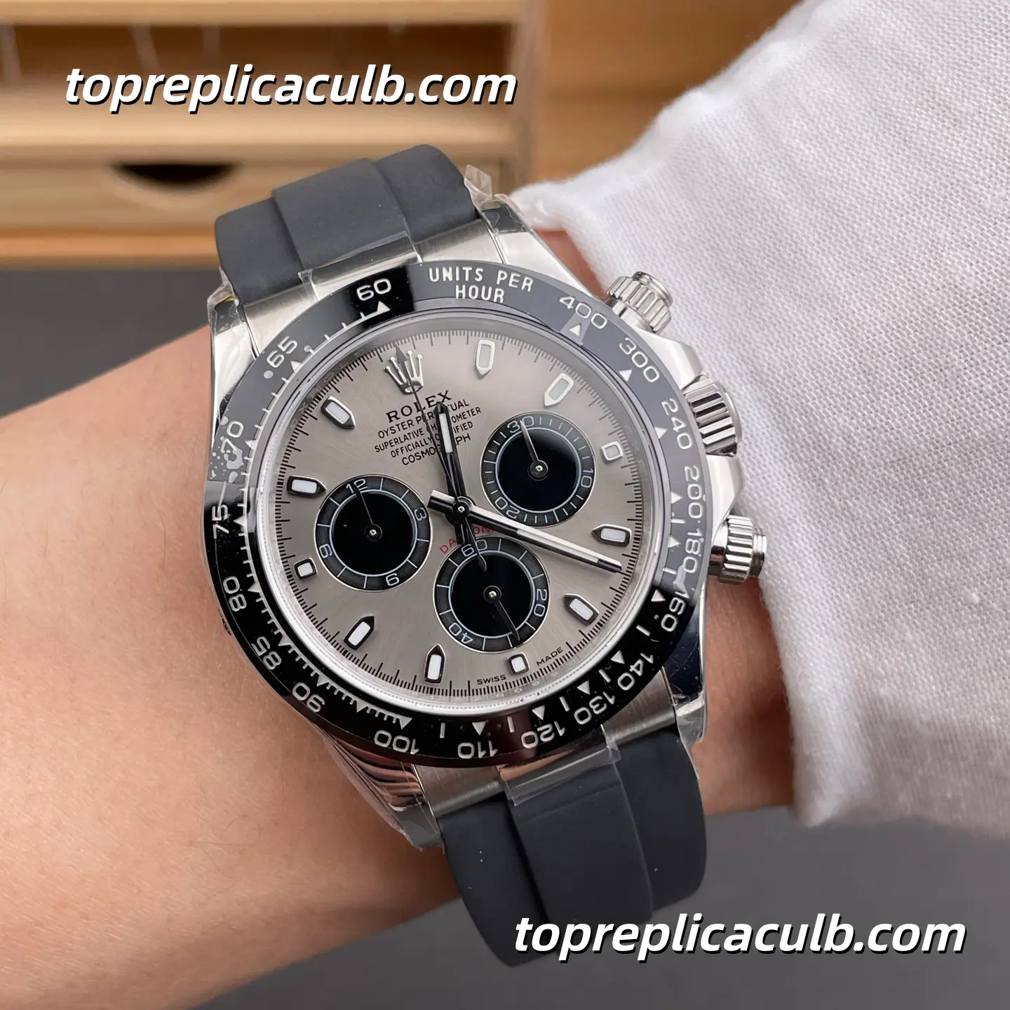 Rolex Cosmograph Daytona “Panda” 126519LN-0006 40MM White Dial Black Subdials Black Ceramic Bezel Oysterflex Bracelet Super Clone Watch with 4130 Movement - Image 2