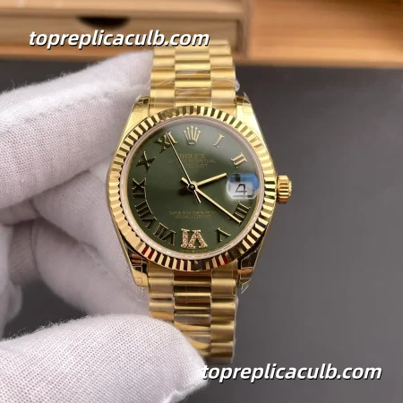 Rolex DateJust 31MM 278278-0030 Olive Green Roman Dial President Bracelet Super Clone Watch with 2236 Movement