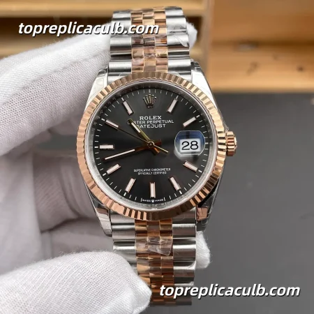 Rolex DateJust 36MM 126234-0019 Pink Mother of Pearl Diamond Dial Jubilee Bracelet Super Clone Watch with 3235 Movement