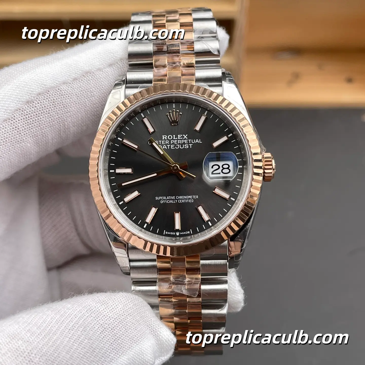 Rolex DateJust 36MM 126234-0019 Pink Mother of Pearl Diamond Dial Jubilee Bracelet Super Clone Watch with 3235 Movement