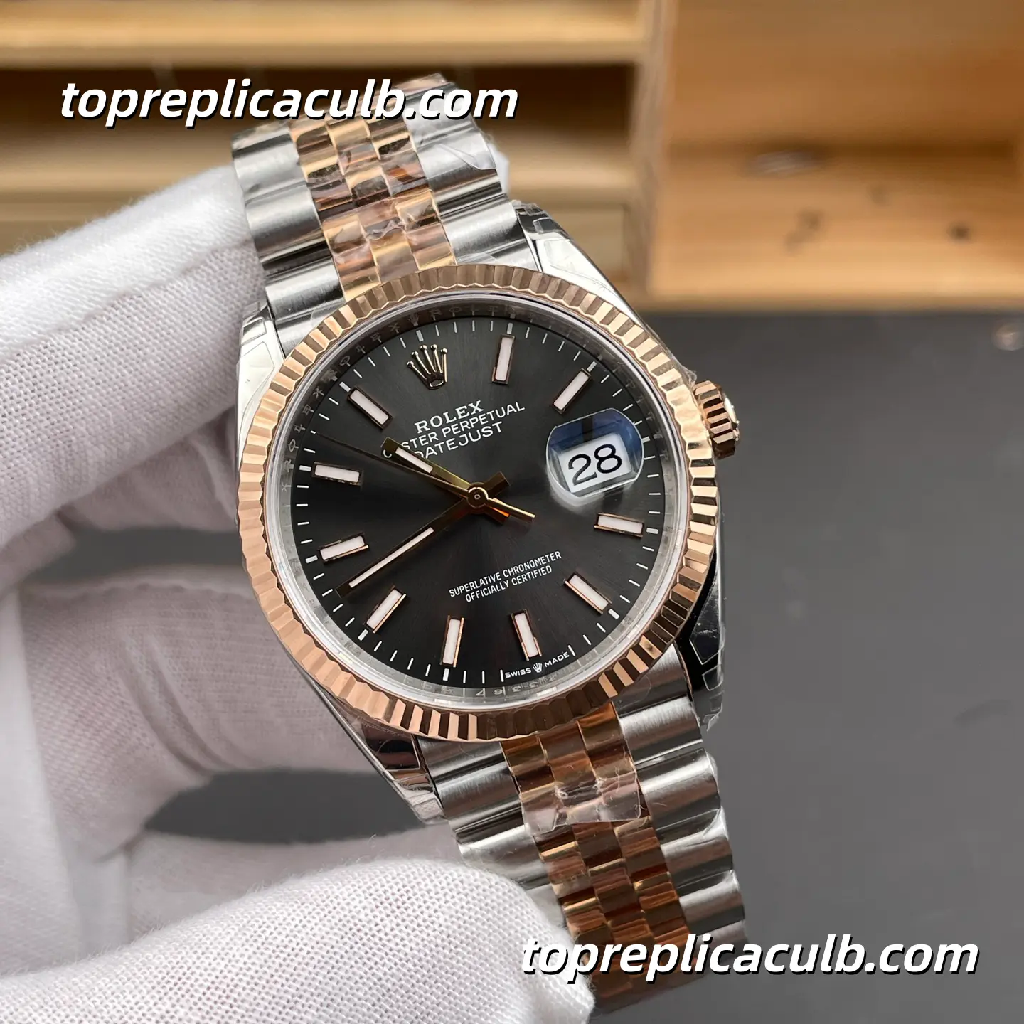 Rolex DateJust 36MM 126231-0013 Gery Dial Two Tone Jubilee Bracelet Super Clone Watch with 3235 Movement - Image 4