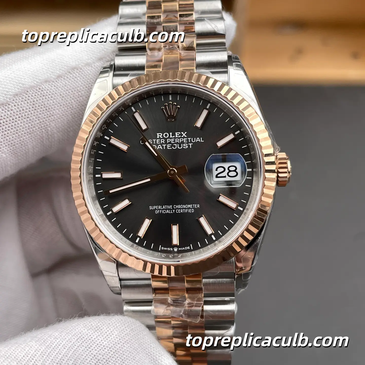 Rolex DateJust 36MM 126231-0013 Gery Dial Two Tone Jubilee Bracelet Super Clone Watch with 3235 Movement - Image 3