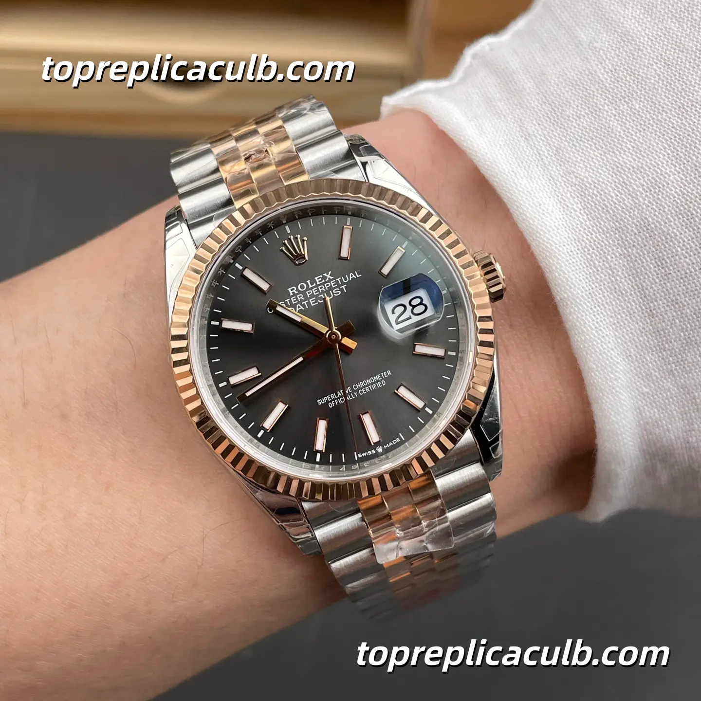 Rolex DateJust 36MM 126231-0013 Gery Dial Two Tone Jubilee Bracelet Super Clone Watch with 3235 Movement - Image 2