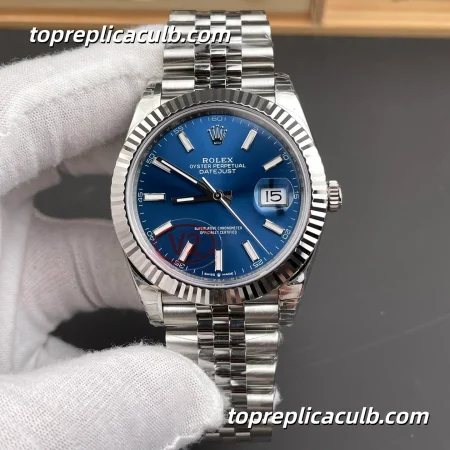 Rolex DateJust 41MM 126334-0002 Two Tone Blue Dial Green Roman Jubilee Bracelet Super Clone Watch with 3235 Movement