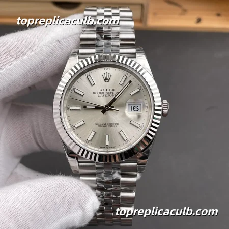 Rolex DateJust 41MM 126334-0004 Silver Dial Jubilee Bracelet Super Clone Watch with 3235 Movement