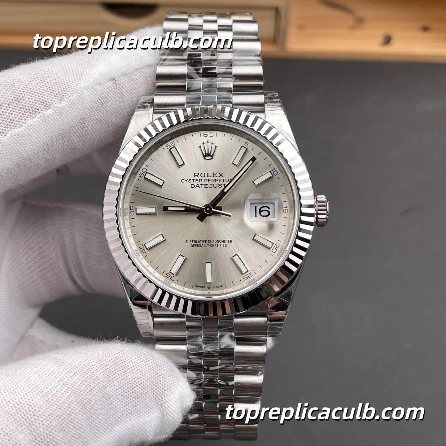 Rolex DateJust 41MM 126334-0004 Silver Dial Jubilee Bracelet Super Clone Watch with 3235 Movement