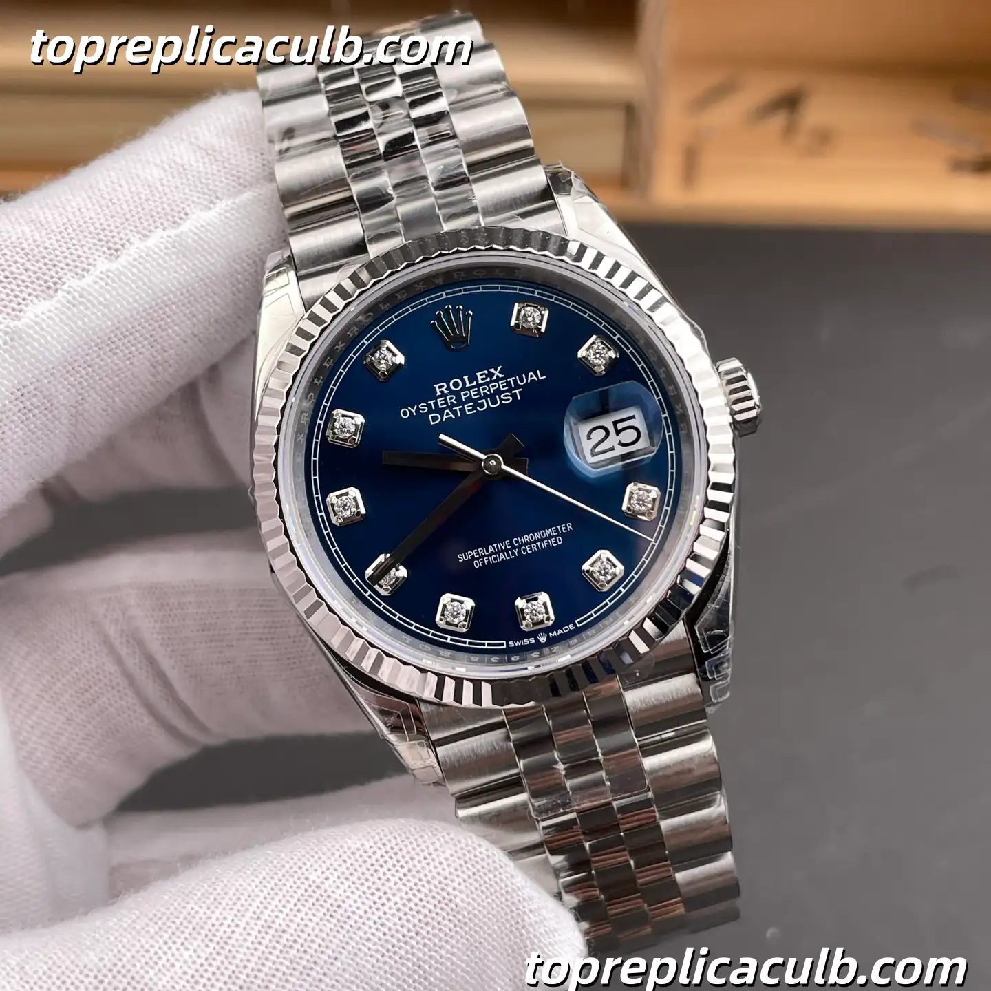 Rolex DateJust 41 126334-0016 Blue Diamond Dial Jubilee Bracelet Super Clone Watch with 3235 Movement - Image 4