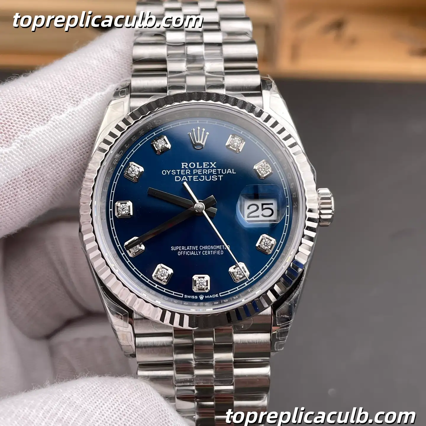 Rolex DateJust 41 126334-0016 Blue Diamond Dial Jubilee Bracelet Super Clone Watch with 3235 Movement - Image 3