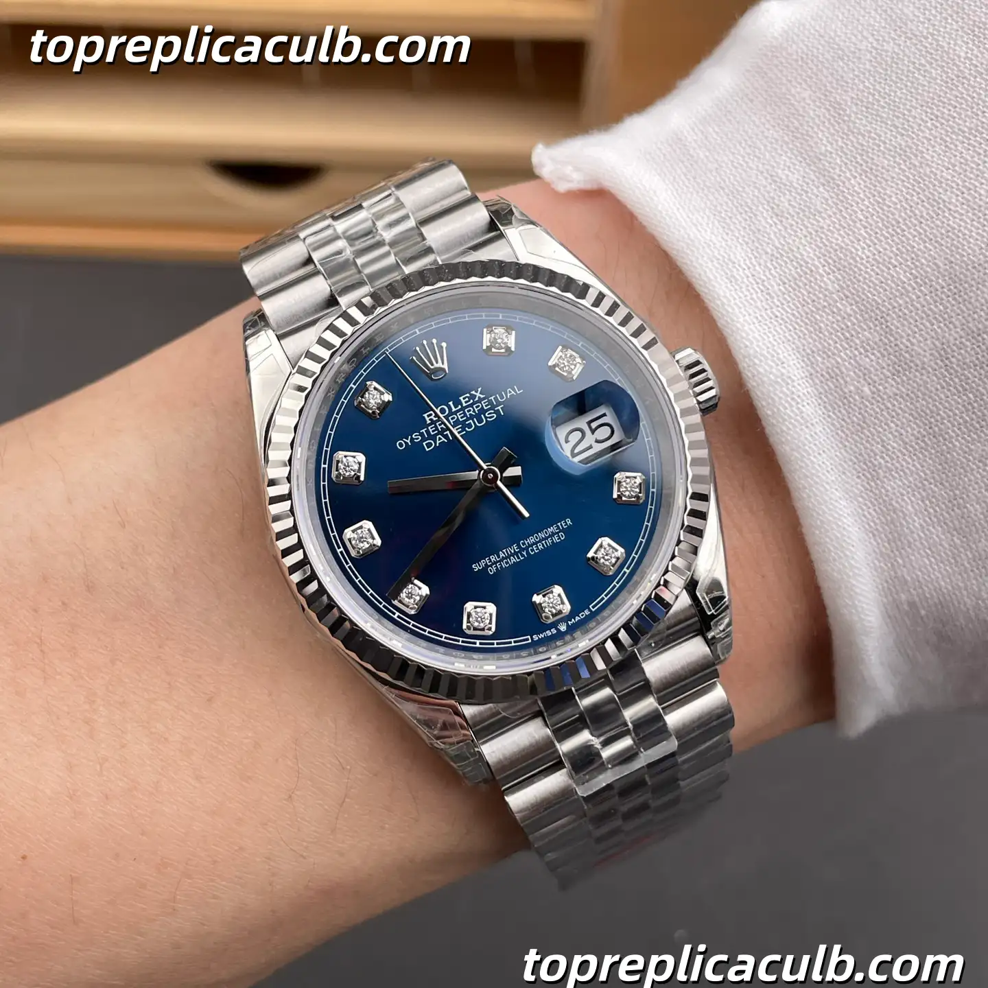 Rolex DateJust 41 126334-0016 Blue Diamond Dial Jubilee Bracelet Super Clone Watch with 3235 Movement - Image 2