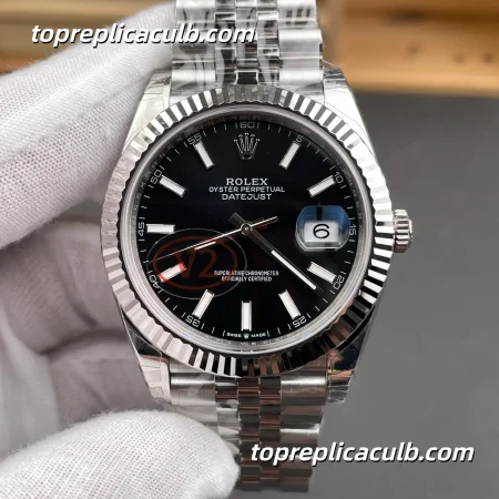 Rolex DateJust 41MM 126334-0018 Black Dial Jubilee Bracelet Super Clone Watch with 3235 Movement