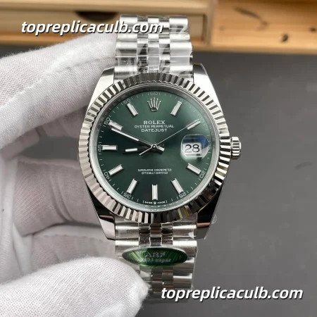 Rolex DateJust 41MM 126334-0028 Mint Green Dial Jubilee Bracelet Super Clone Watch with 3235 Movement