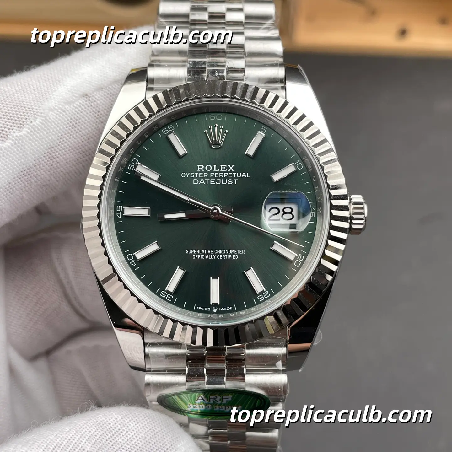 Rolex DateJust 41MM 126334-0028 Mint Green Dial Jubilee Bracelet Super Clone Watch with 3235 Movement - Image 3
