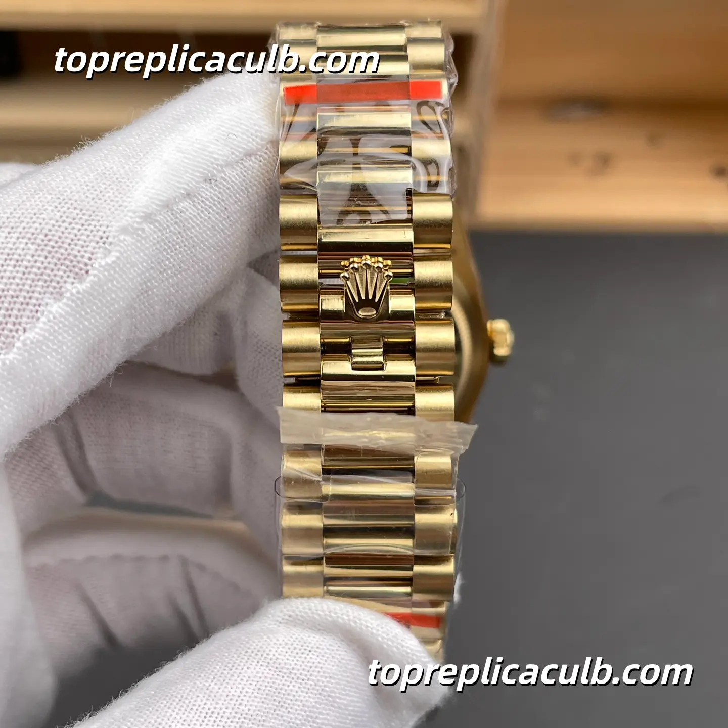 Rolex Day-Date 18038 36MM Black Onyx Dial 18K Yellow Gold President Bracelet Super Clone Watch - Image 8
