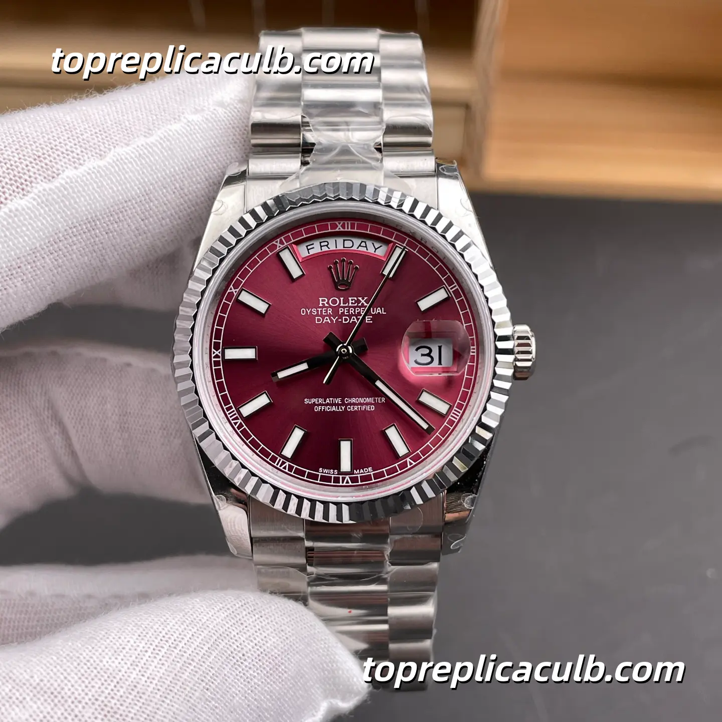 Rolex Day-Date 36MM 118239 Cherry Dial Oyster Bracelet Super Clone Watch