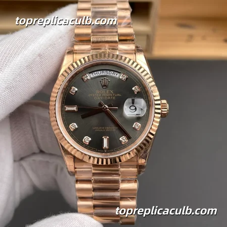 Rolex Day-Date M128235-0050 36MM Sundust Diamond Dial Everose Gold President Bracelet Super Clone Watch