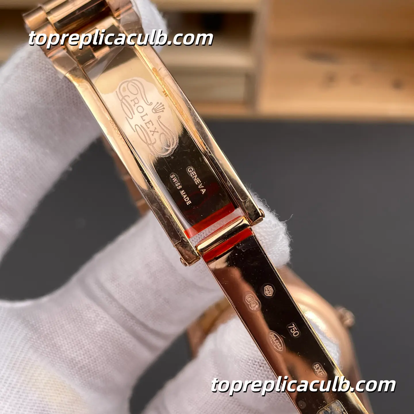 Rolex Day-Date M128235-0050 36MM Sundust Diamond Dial Everose Gold President Bracelet Super Clone Watch - Image 7
