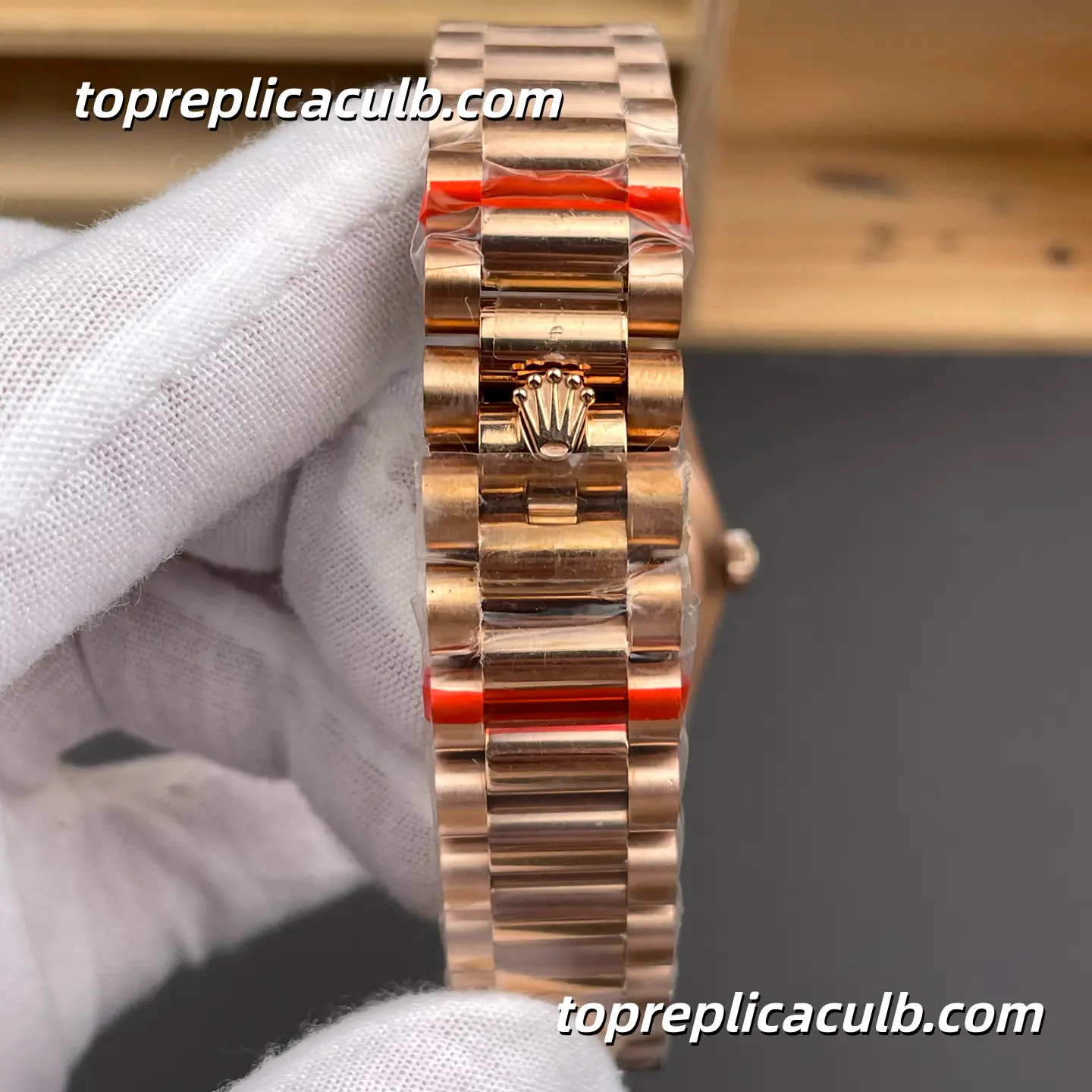 Rolex Day-Date M128235-0050 36MM Sundust Diamond Dial Everose Gold President Bracelet Super Clone Watch - Image 8
