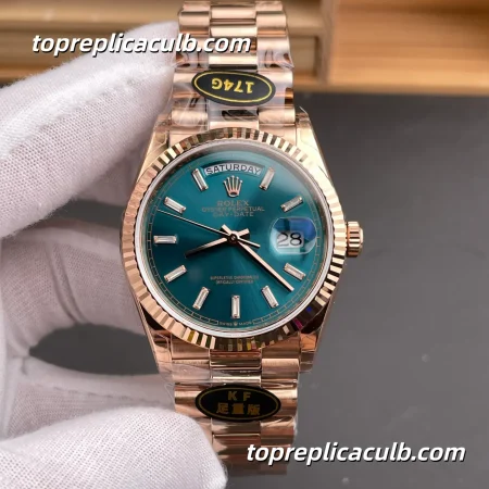 Rolex Day-Date M128235-0085 36MM Turquoise Blue Dial Everose Gold President Bracelet Super Clone Watch