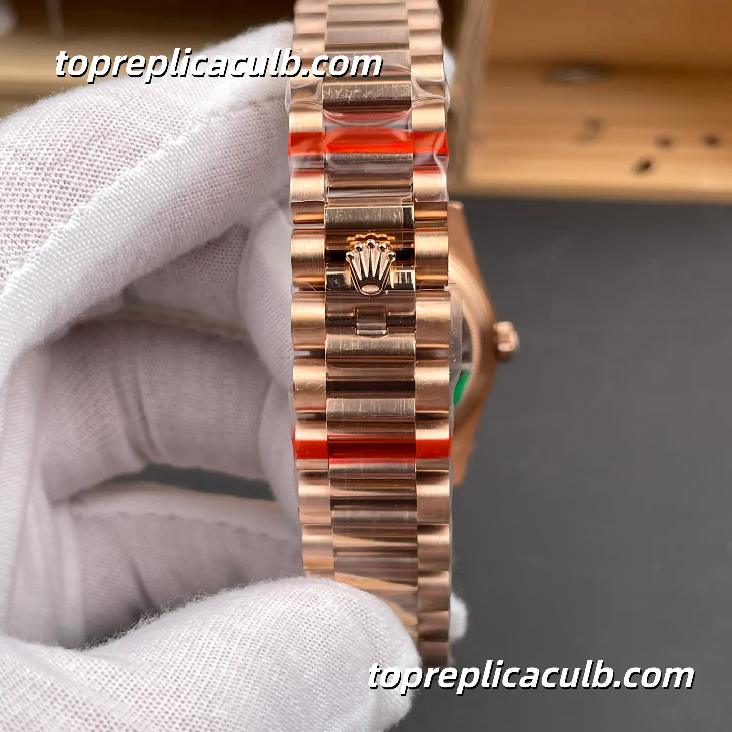 GS Factory Rolex Day-Date M128235-0085 36MM Turquoise Blue Dial Everose Gold President Bracelet Super Clone Watch - Image 8