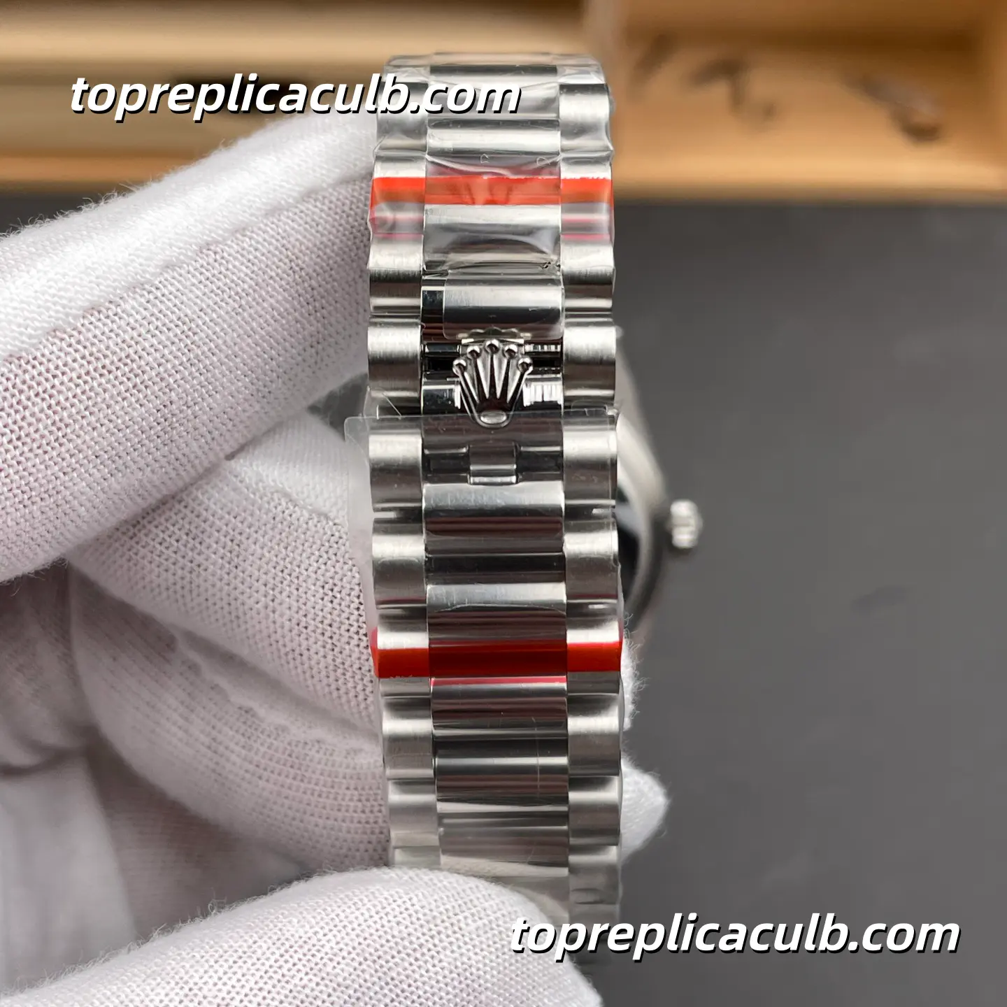 Rolex Day-Date M128396TBR-0003 36MM Ice Blue Diamond Dial President Bracelet Super Clone Watch - Image 8