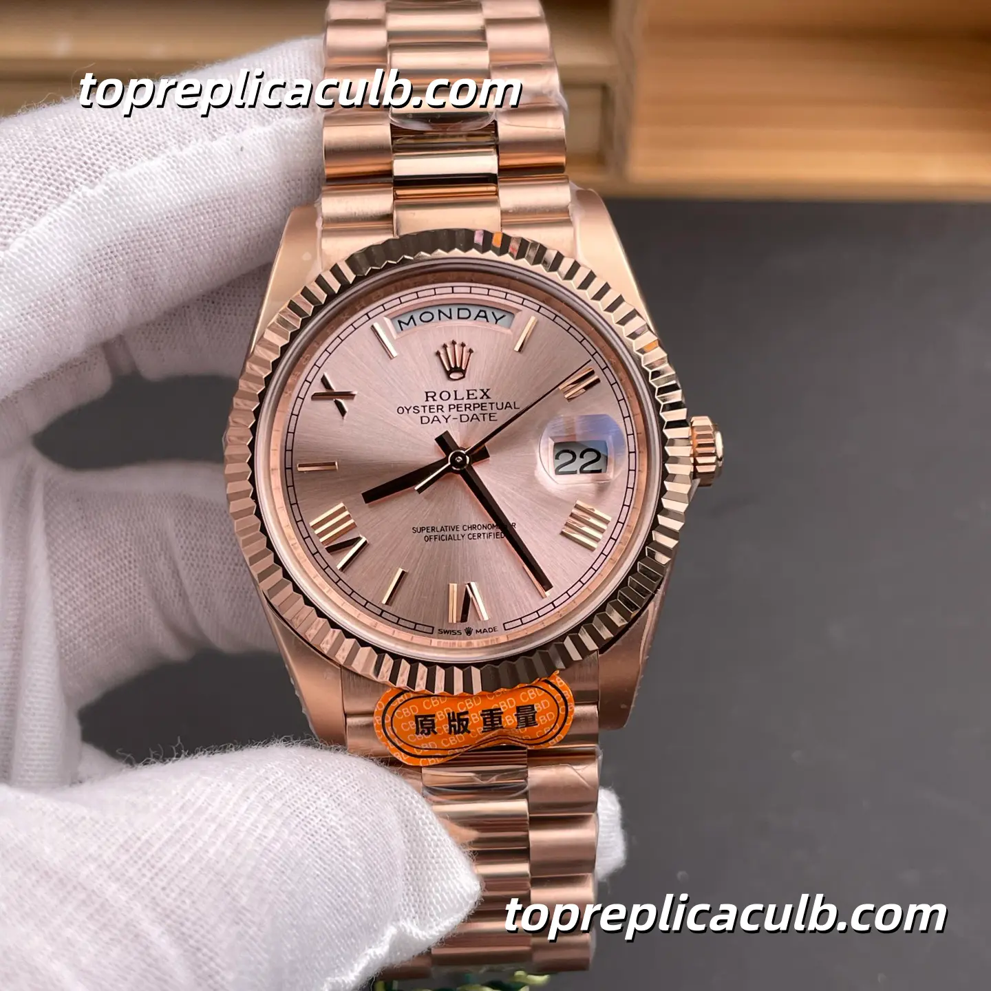 Rolex Day-Date M228235-0001 40MM Sundust Dial Everose Gold President Bracelet Super Clone Watch