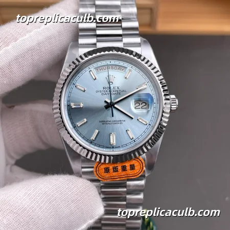 Rolex Day-Date M228236-0006 40MM Ice Blue Dial Platinum President Bracelet Super Clone Watch