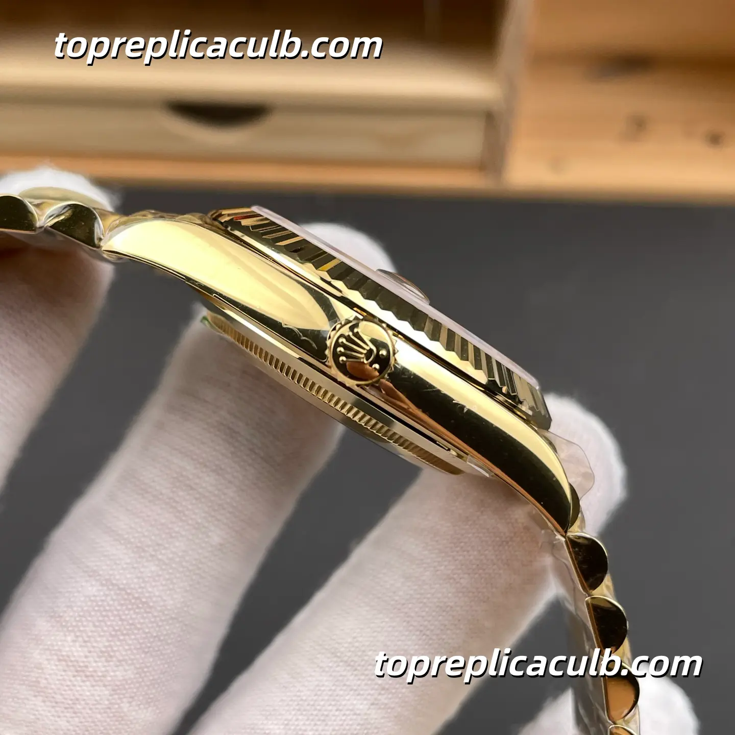 Rolex Day-Date M228238-0004 40MM Black Dial Yellow Gold President Bracelet “Black Ice Sugar” Super Clone Watch - Image 5