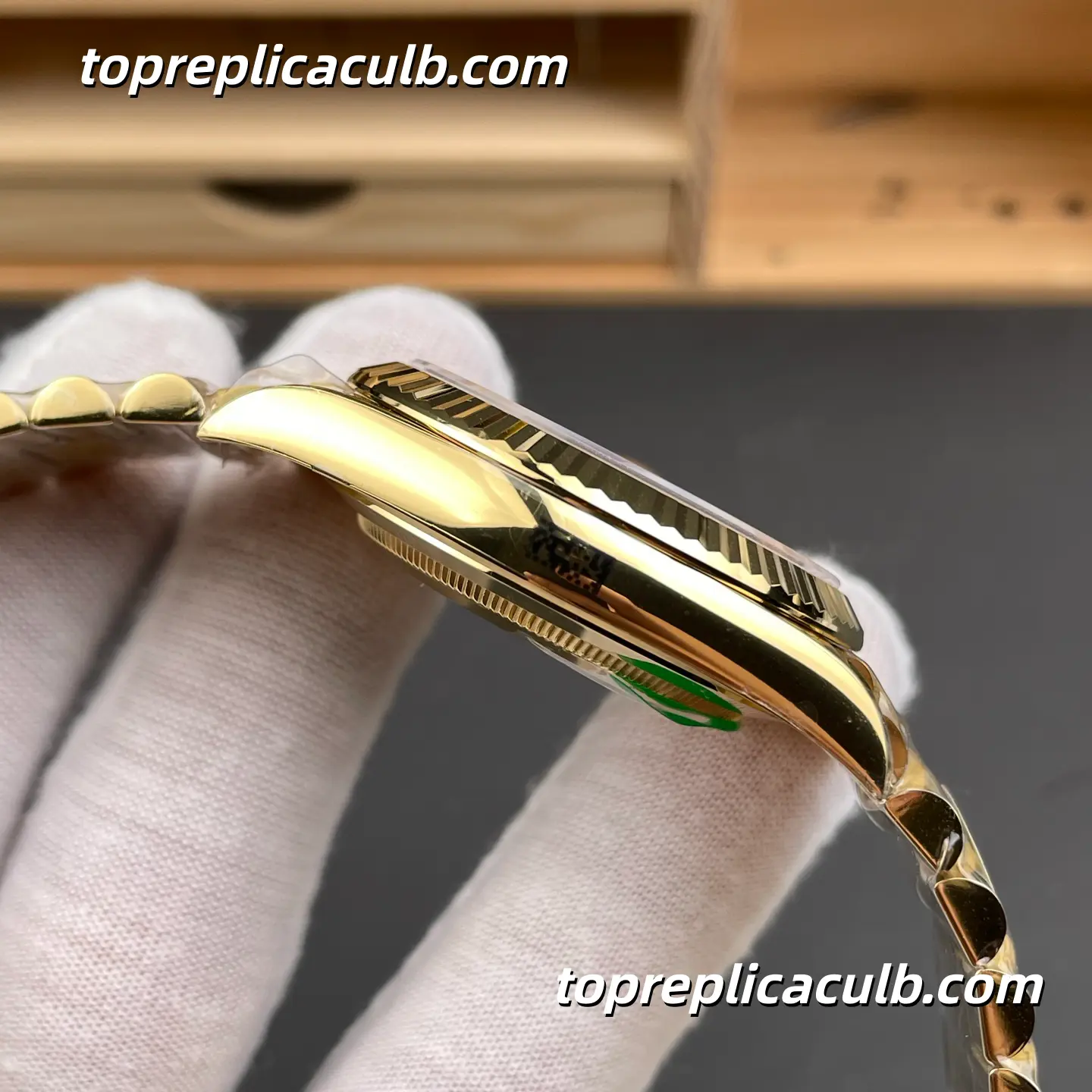 Rolex Day-Date M228238-0004 40MM Black Dial Yellow Gold President Bracelet “Black Ice Sugar” Super Clone Watch - Image 6