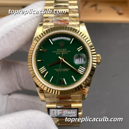 Rolex Day-Date M228238-0061 40MM Green Dial Yellow Gold President Bracelet Super Clone Watch