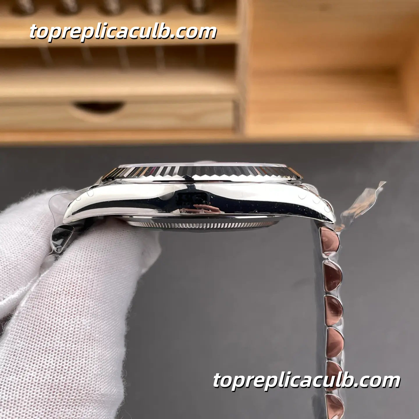 Rolex Day-Date M228239-0076 40MM Blue Dial White Gold President Bracelet Super Clone Watch - Image 6