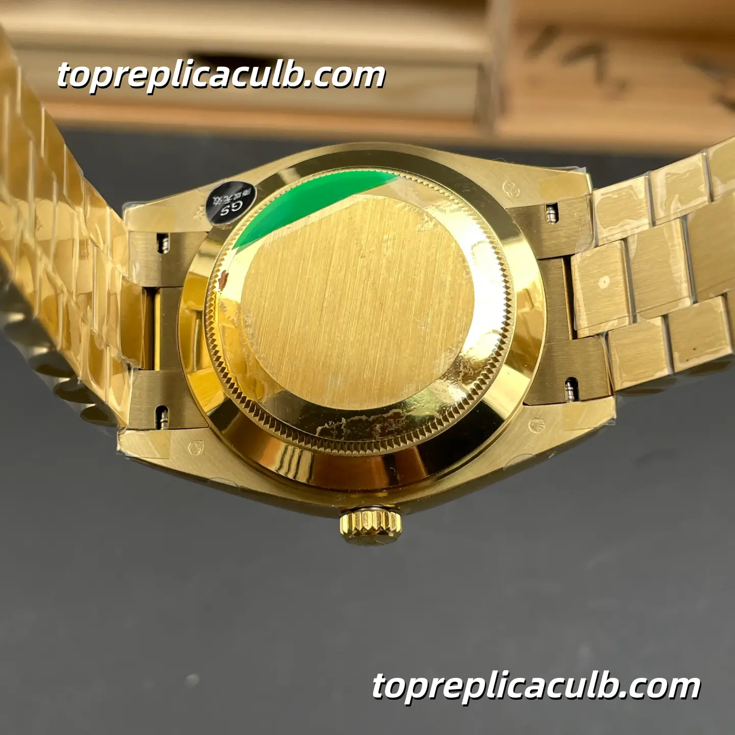 Rolex Day-Date M228348RBR-0001 40MM Black Dial Diamond Bezel Yellow Gold President Bracelet Super Clone Watch - Image 9