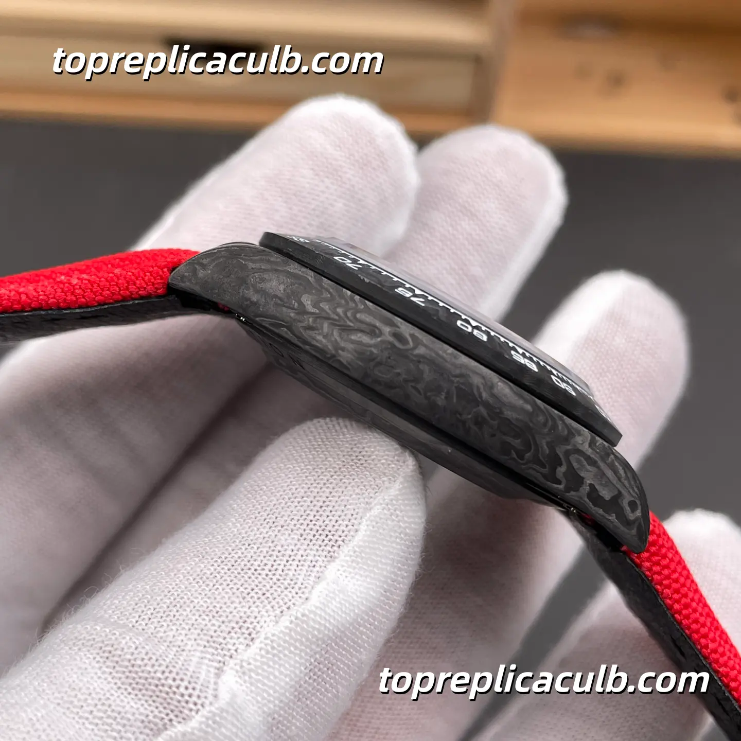 Rolex Daytona DIW Carbon Skeleton 40MM Openworked Dial Forged Carbon Case Red Fabric Strap Super Clone Watch with Dandong 4130 Movement - Image 6