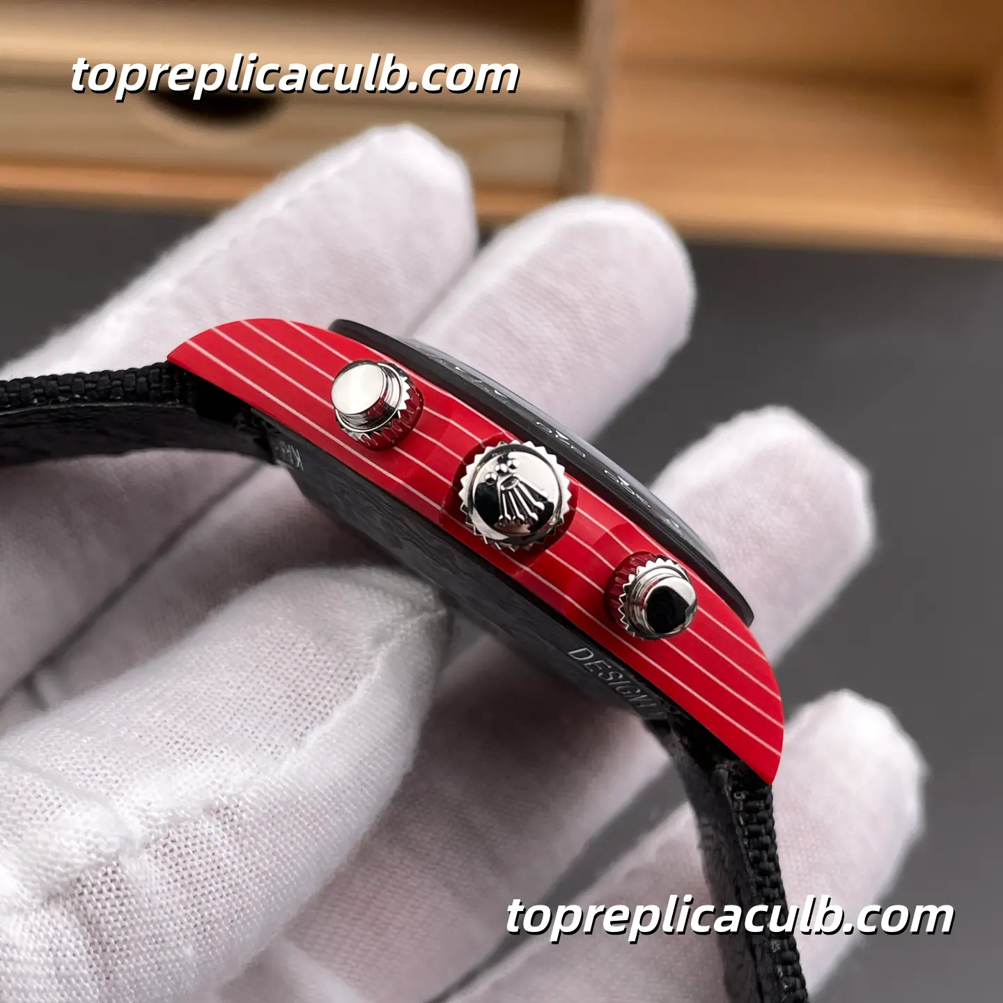 Rolex Daytona “DIW Red Carbon” 40MM Red Dial Carbon Fiber Case Black Ceramic Bezel Nylon Strap Super Clone Watch with Oris 4801 Movement - Image 5