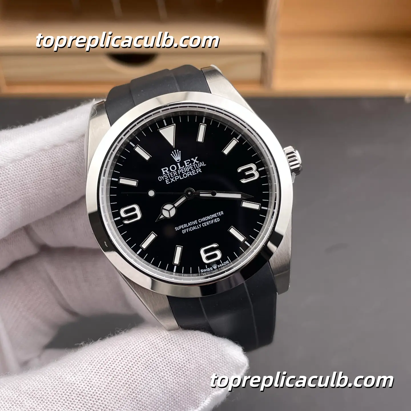 Rolex Explorer 39MM 214270-0003 Black Dial Rubber Strap Super Clone Watch with 3132 Movement - Image 4