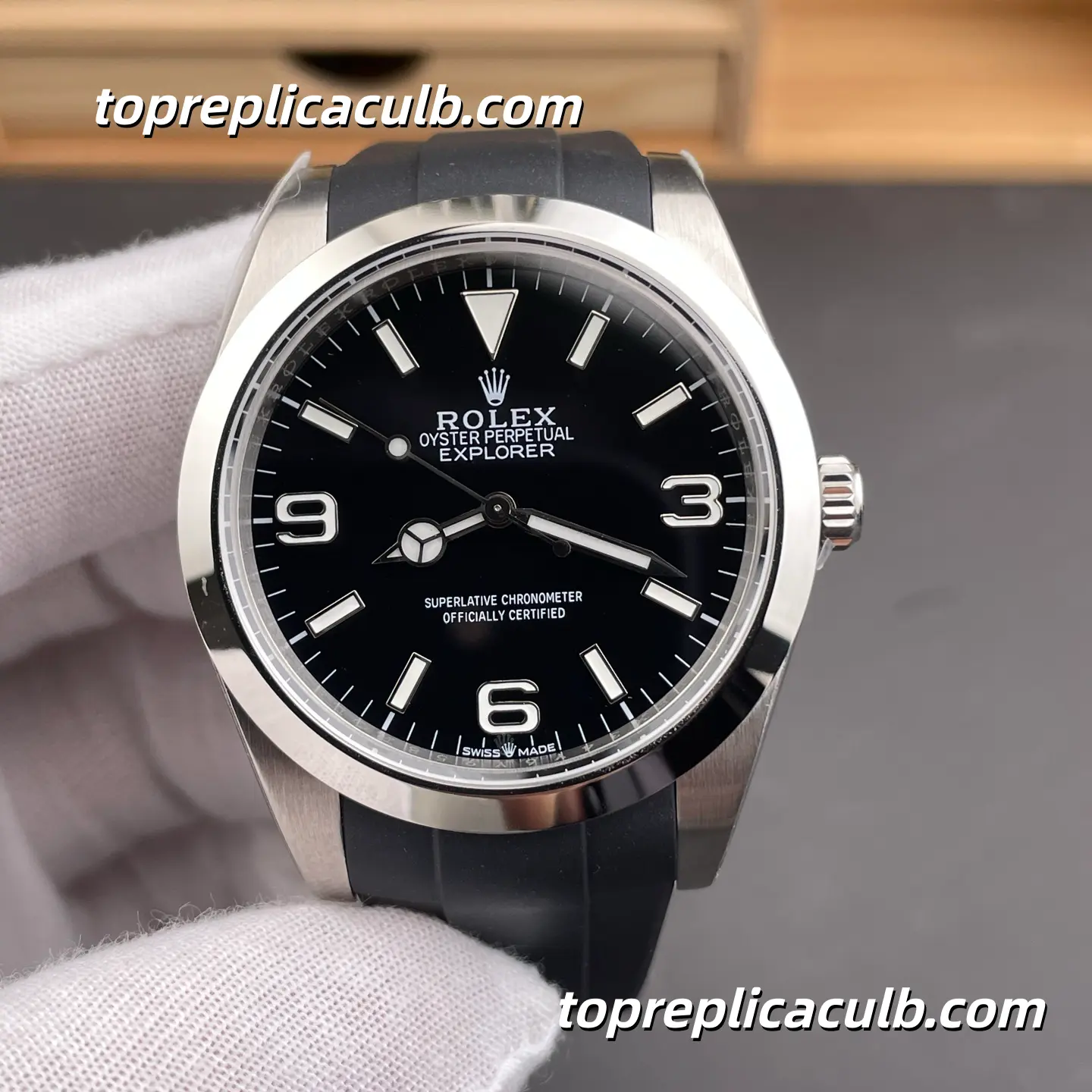 Rolex Explorer 39MM 214270-0003 Black Dial Rubber Strap Super Clone Watch with 3132 Movement - Image 3