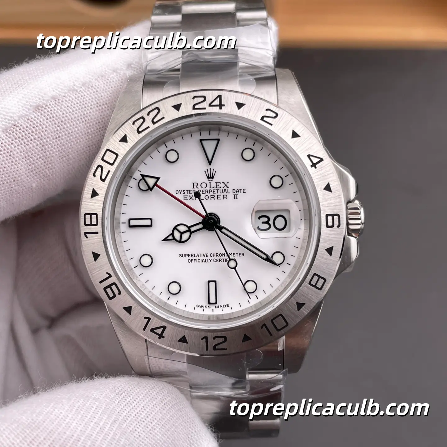 Rolex Explorer II 40MM White Dial Oyster Bracelet Super Clone Watch with 3186 Movement - Image 3