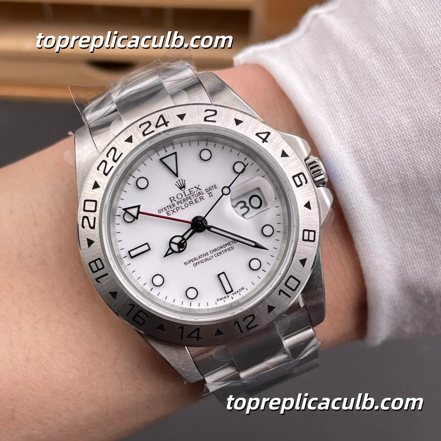 Rolex Explorer II 40MM White Dial Oyster Bracelet Super Clone Watch with 3186 Movement - Image 2
