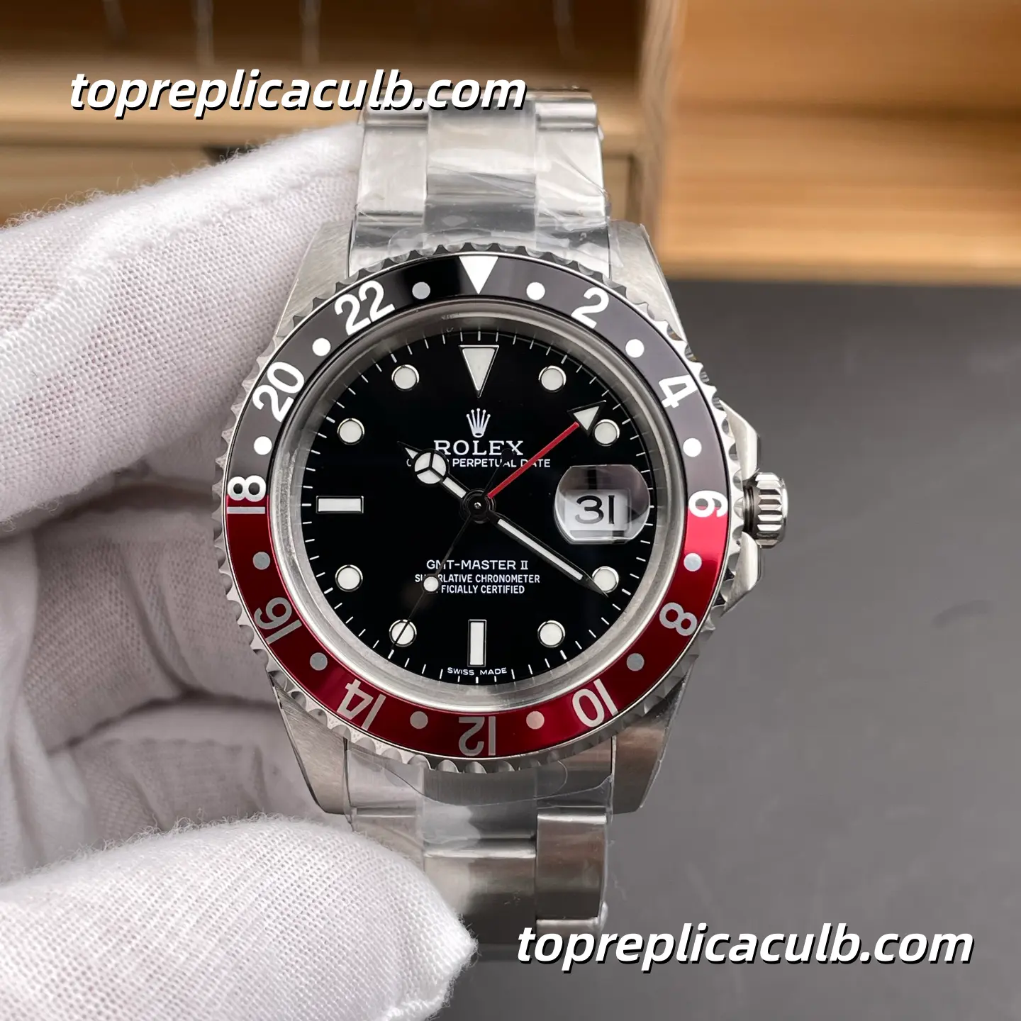 Rolex GMT-Master II “Coke” 16710 40MM Black Dial Red & Black Bezel Oyster Bracelet Super Clone Watch