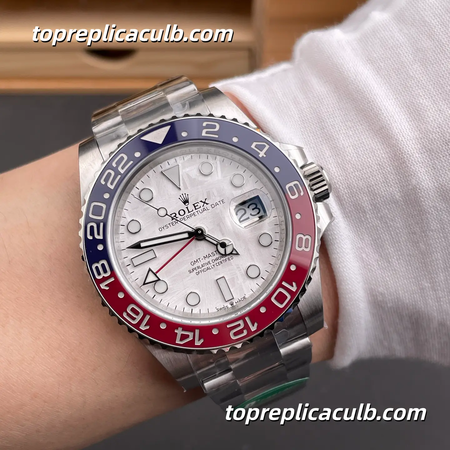 Rolex GMT-Master II “Meteorite Pepsi” 126719BLRO-0002 40MM Meteorite Dial Red & Blue Ceramic Bezel Jubilee Bracelet Super Clone Watch with 3285 Movement - Image 2