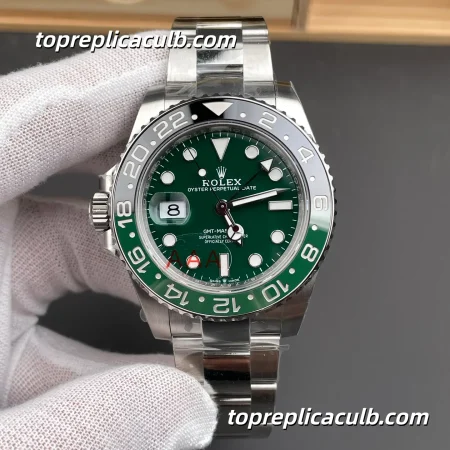 Rolex GMT-Master II “Sprite” White Gold 126729VTNR-0001 40MM Green Dial Green & Grey Ceramic Bezel Left-Handed Oyster Bracelet Super Clone Watch with 3285 Movement