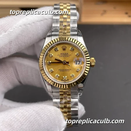 Rolex Lady DateJust 28MM 279173-0011 Champagne Diamond Dial Jubilee Bracelet Super Clone Watch