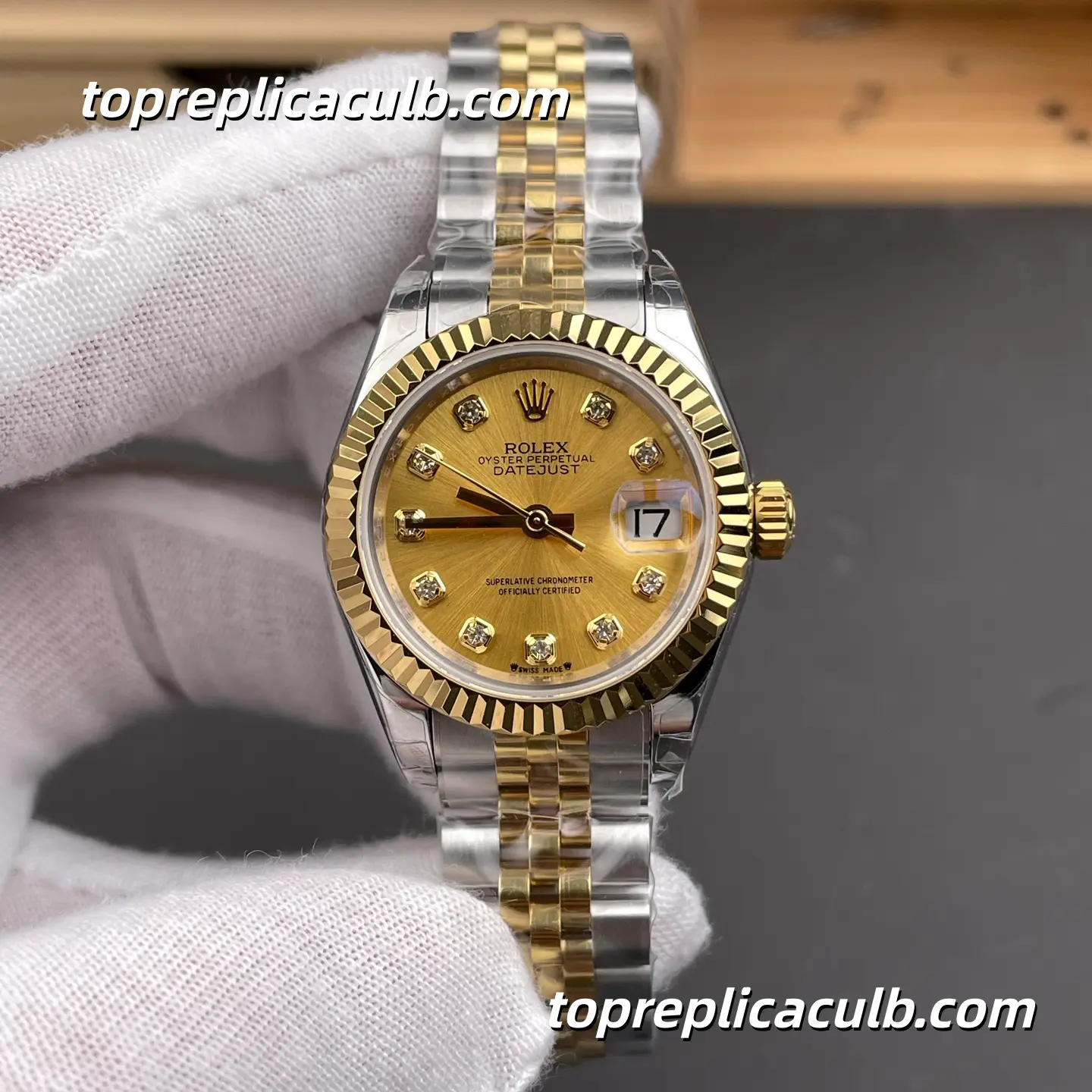 Rolex Lady DateJust 28MM 279173-0011 Champagne Diamond Dial Jubilee Bracelet Super Clone Watch