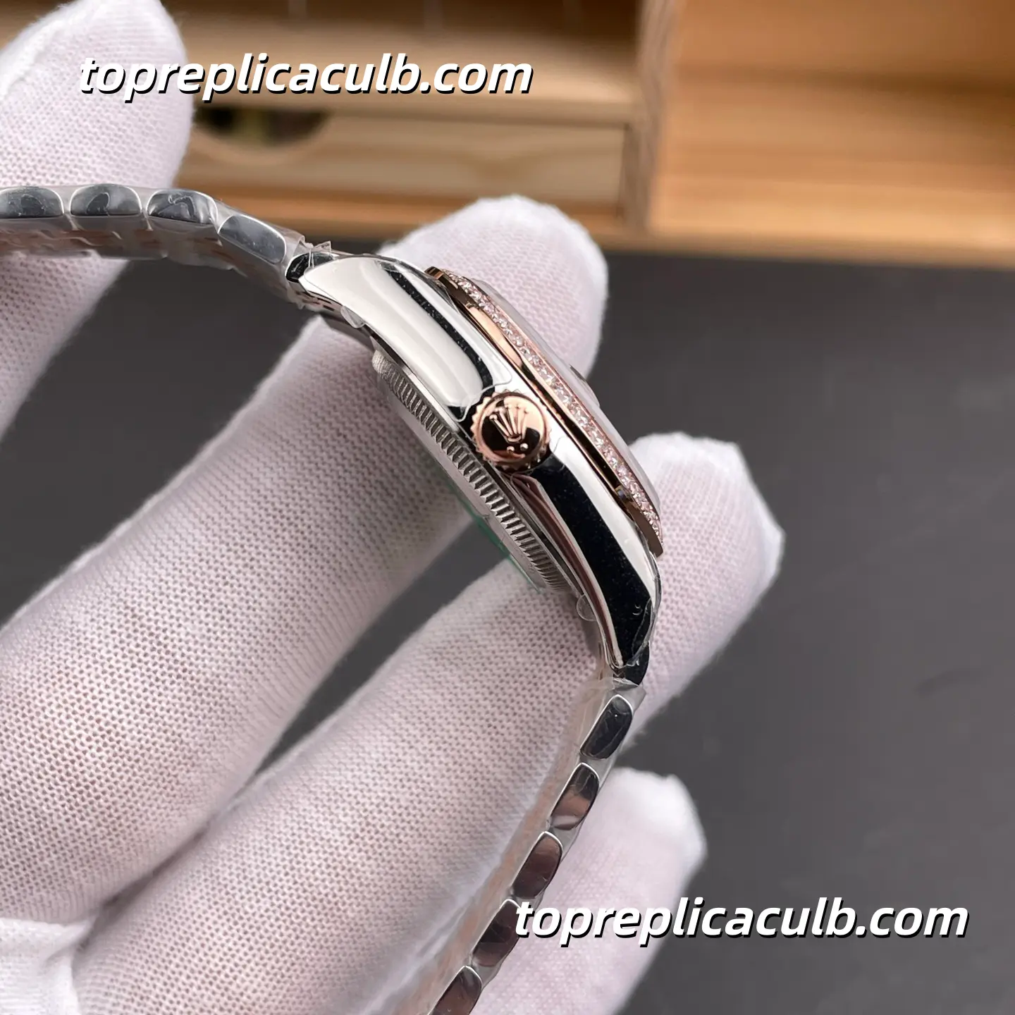 Rolex Lady DateJust 28MM 279381RBR-0007 Olive Green Diamond Dial Jubilee Bracelet Super Clone Watch - Image 5