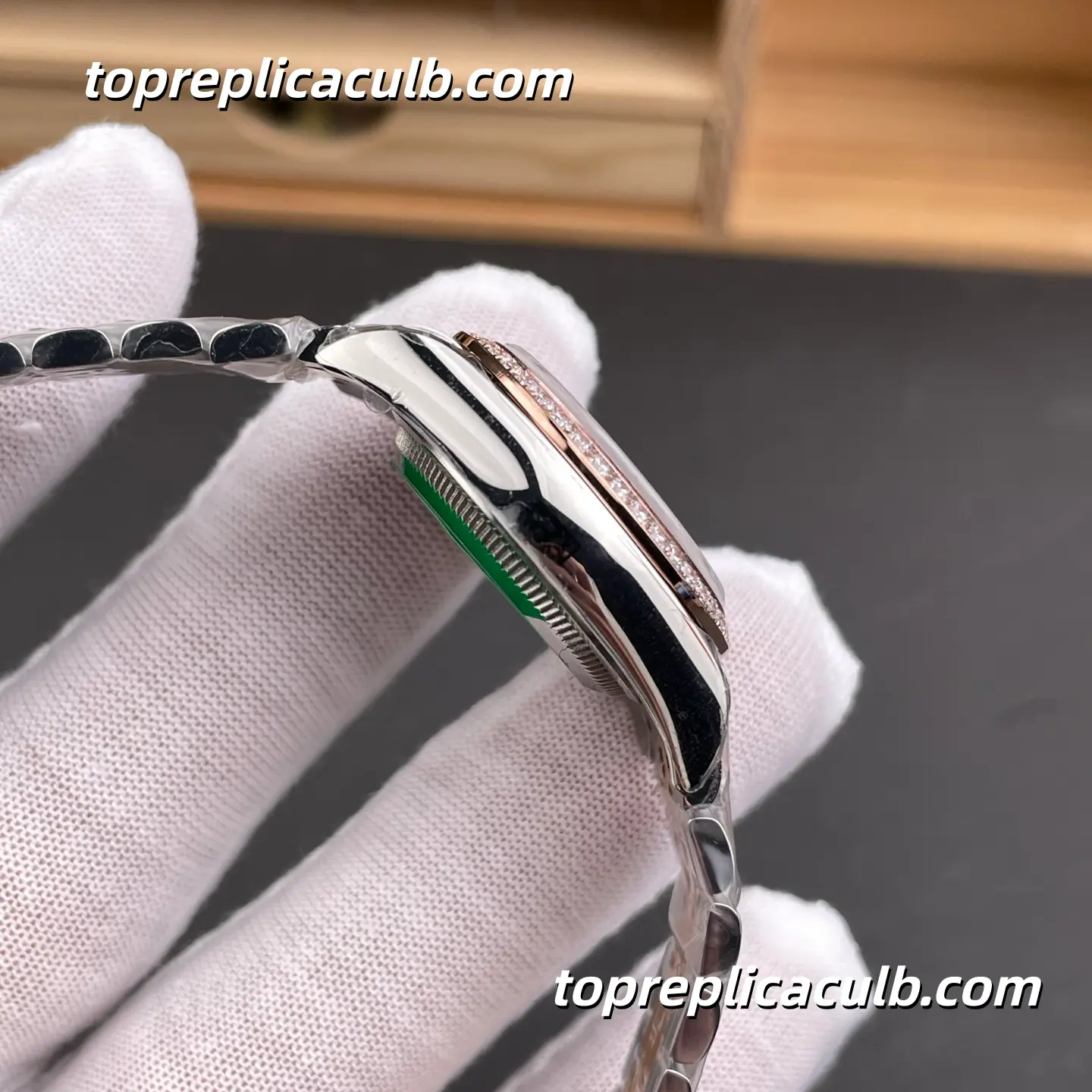 Rolex Lady DateJust 28MM 279381RBR-0007 Olive Green Diamond Dial Jubilee Bracelet Super Clone Watch - Image 6