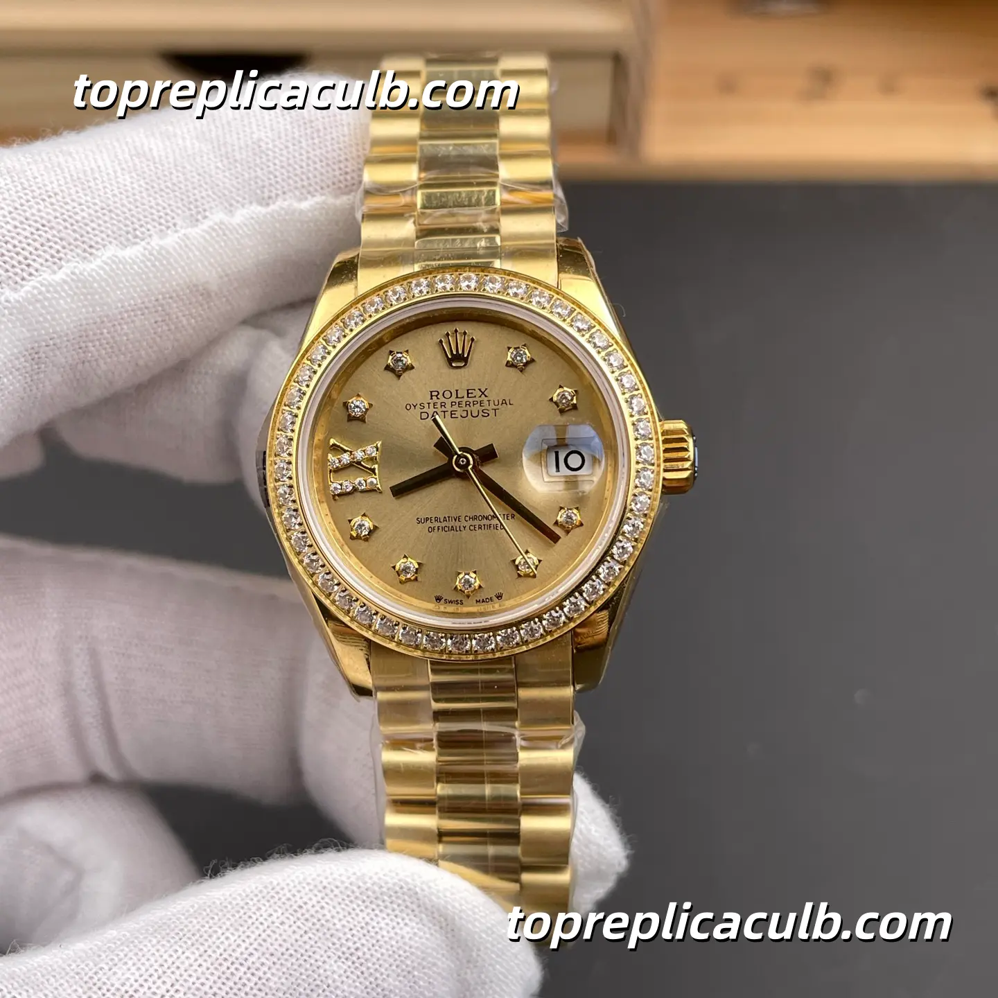 Rolex Lady-Datejust 28MM 279138RBR 18K Everose Gold Diamond Bezel Olive Green Dial Jubilee Bracelet Super Clone