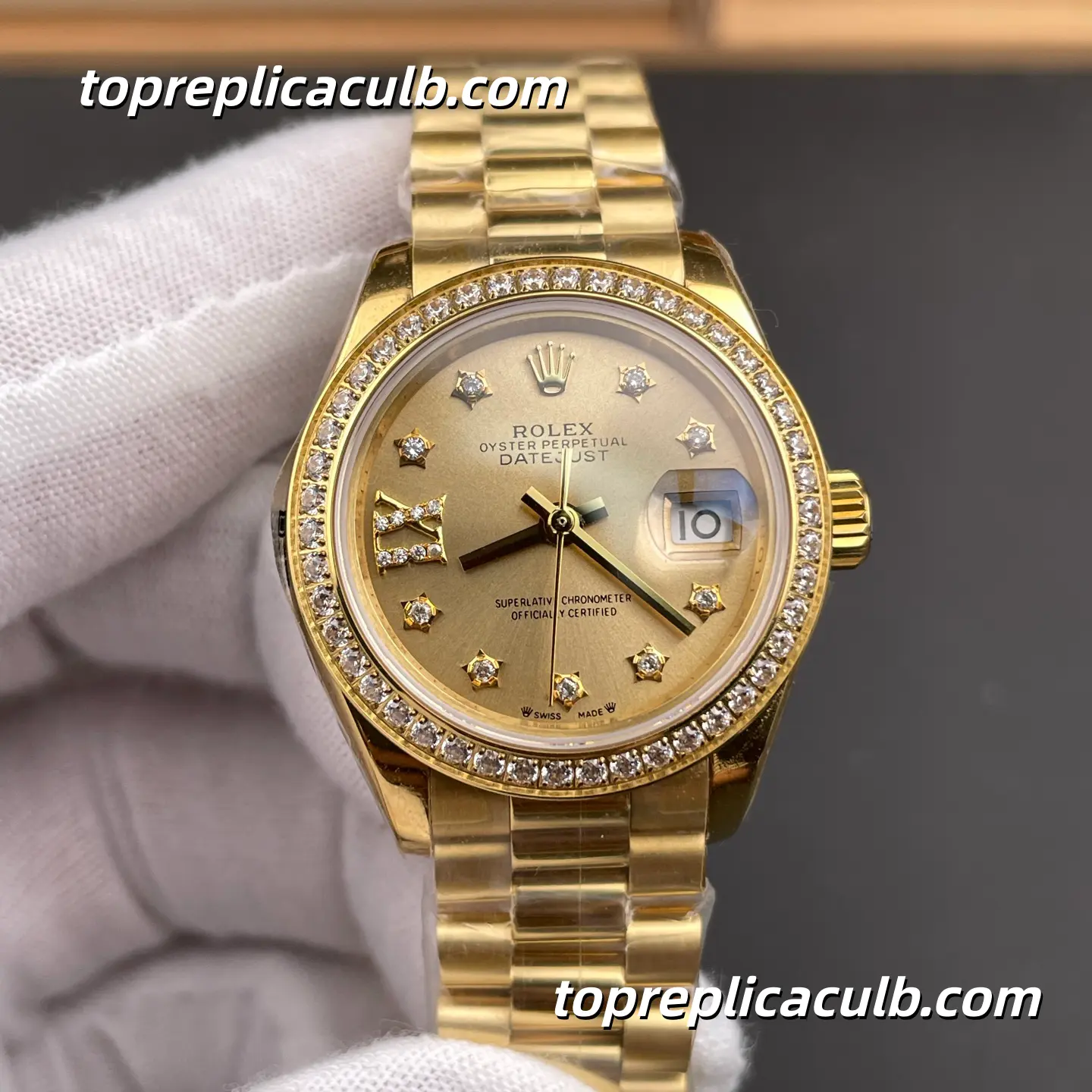 Rolex Lady-Datejust 28MM 279138RBR 18K Everose Gold Diamond Bezel Olive Green Dial Jubilee Bracelet Super Clone - Image 3