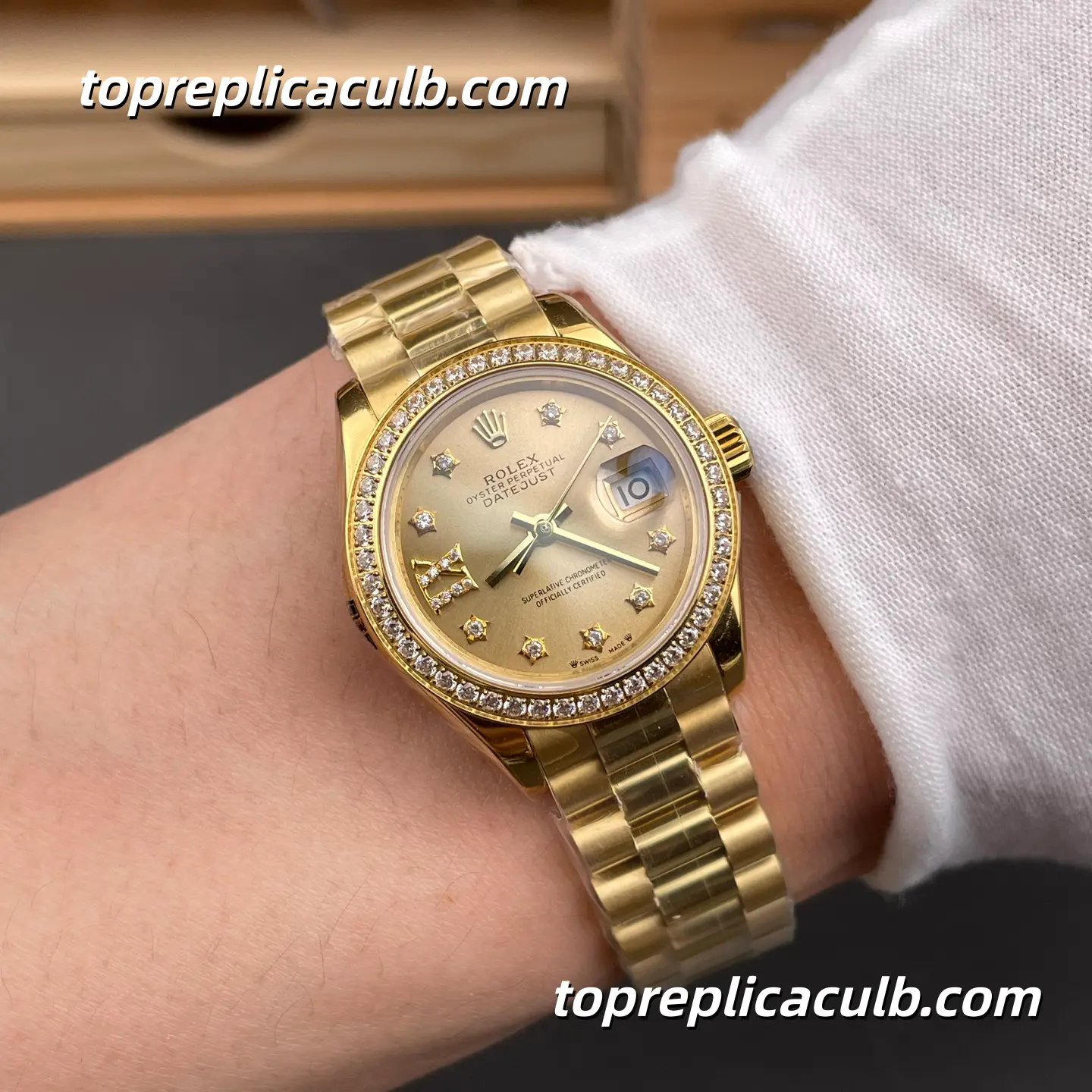 Rolex Lady-Datejust 28MM 279138RBR 18K Everose Gold Diamond Bezel Olive Green Dial Jubilee Bracelet Super Clone - Image 2